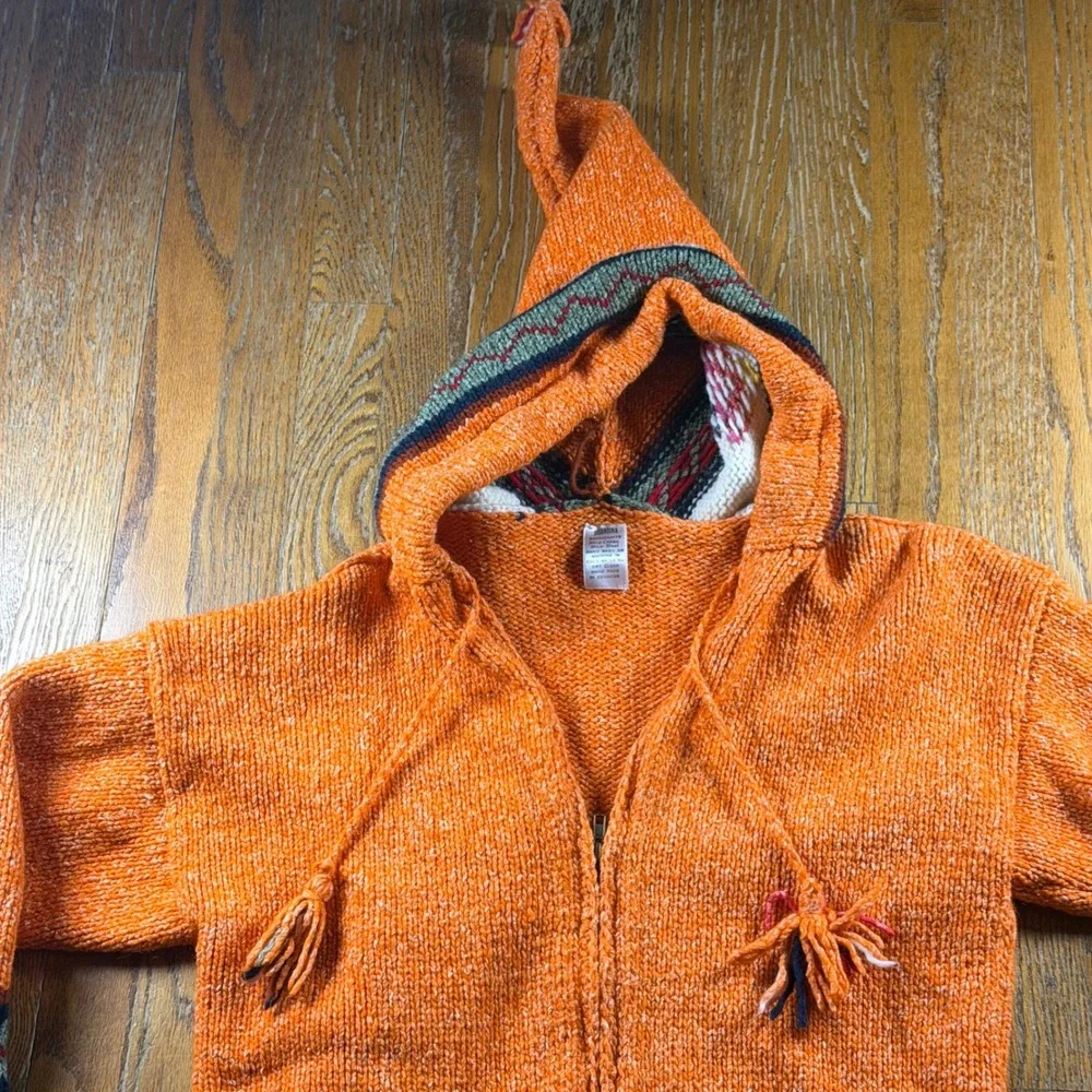 Sisandina Handicrafts M Wool Zip Pixie Cardigan Sweater Ecuador Hippie Festival